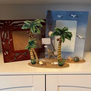 Tropical Palm Tree Photo Frame Decor - Green & Brown
